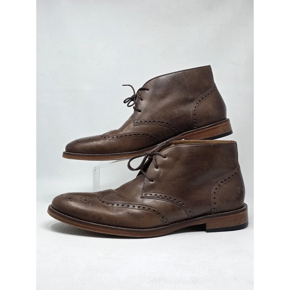 Johnston & Murphy Men's Brown Leather Wingtip Chukka Ankle Boots Size 10.5 M